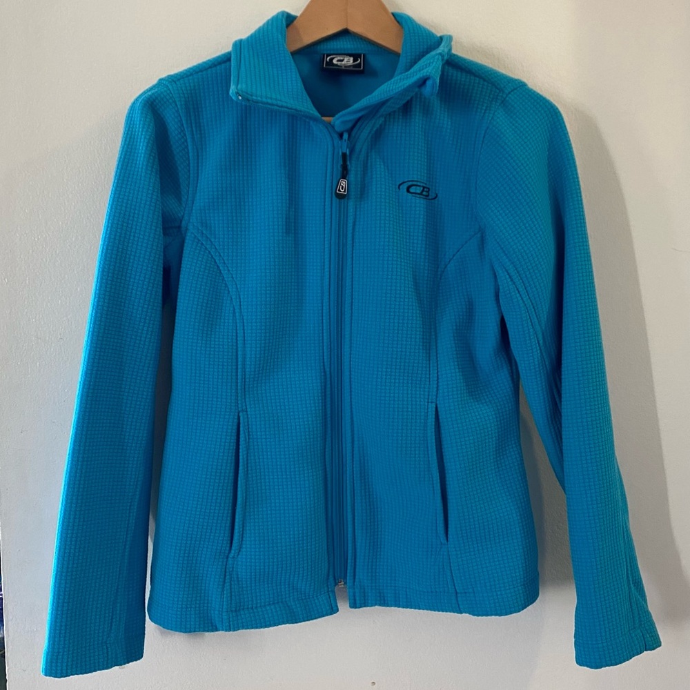 CB Sports Jacket Womens Full Zipper Small Winter Blue Aqua Fleece Lined